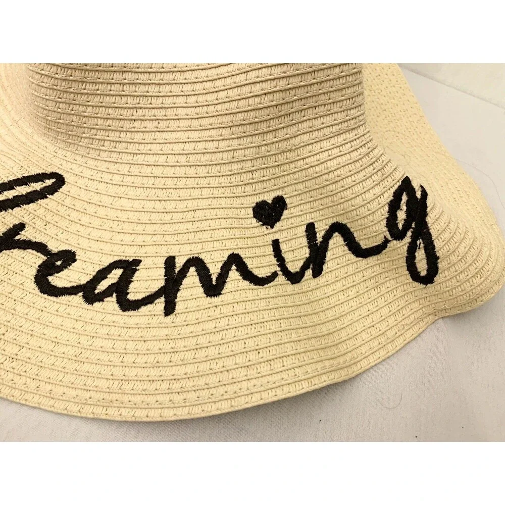 LC Lauren Conrad Beige 100% Paper Sun Hat Wide Brim Church Casual Beach Travel